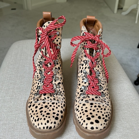 Dolce Vita Rubi Leopard Calf Hair Combat Boots - Picture 4 of 11